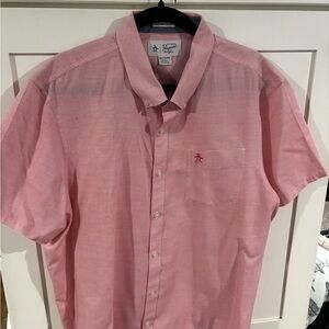 Original Penguin Men's Pink Micro-Striped Short-Sleeve Button-Down Shirt